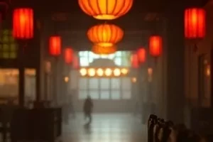 都市单元剧深夜便利店里收银台前两人对话的中景